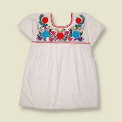 1970s | Embroidered Floral Folk Smock Blouse - 16