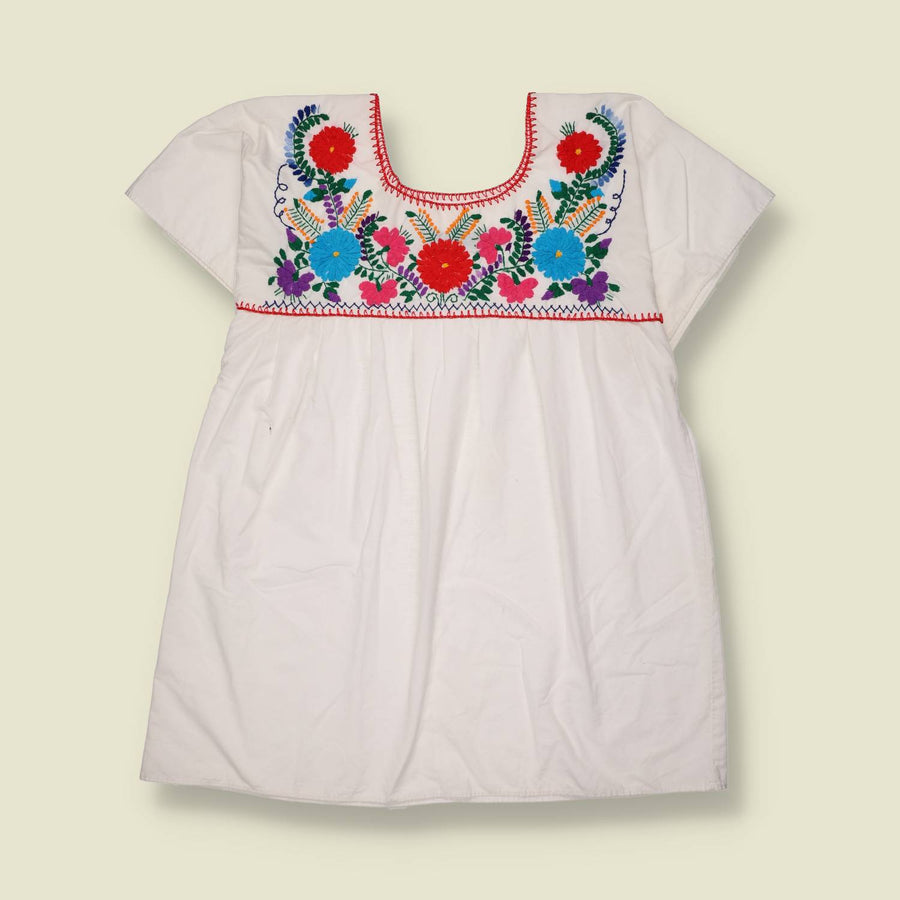 1970s | Embroidered Floral Folk Smock Blouse - 16