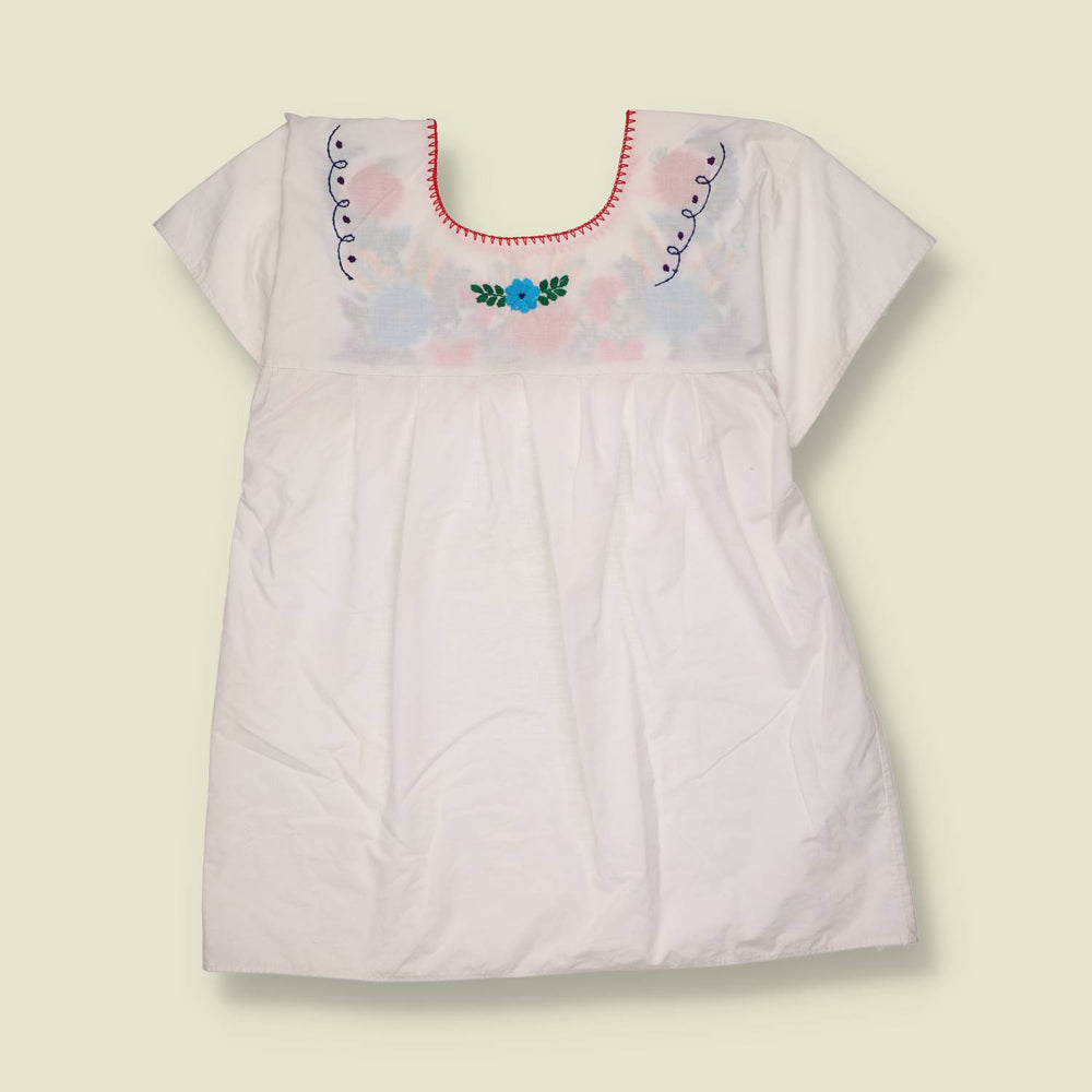 1970s | Embroidered Floral Folk Smock Blouse - 16