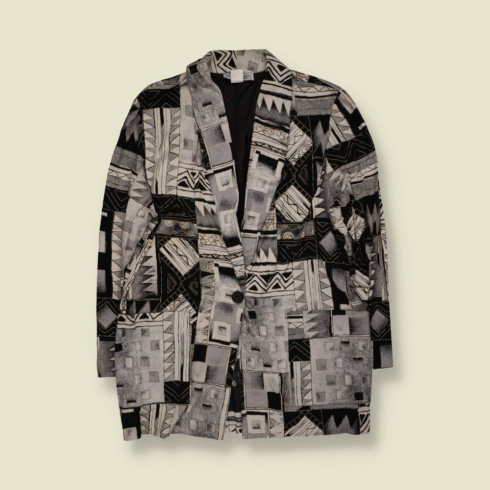 1980s | Kennington Square | Geometric Print Blazer - 16