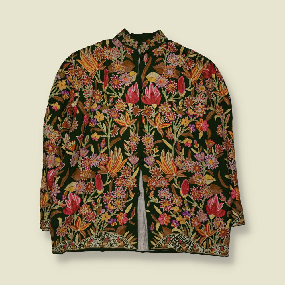 1980s | Kashmir | Hand Embroidered Floral Coat - 18