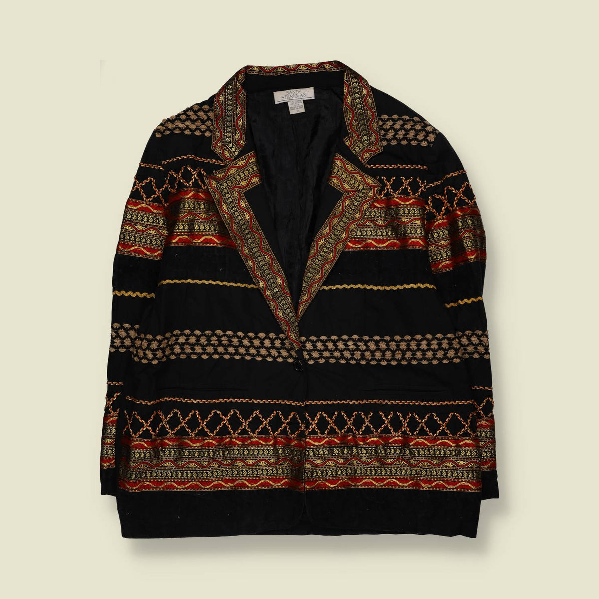 1980s | Sandy Starkman | Embroidered Cotton Blazer - 18