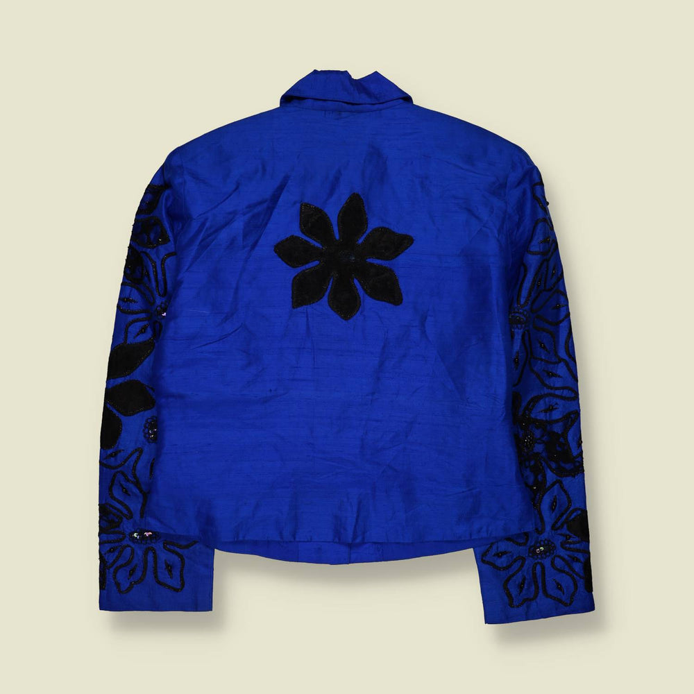 1980s | Embellished Floral Silk Blazer | Anage - 12