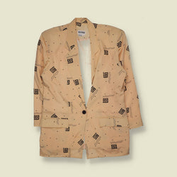 1980s | Knyper | Geometric Print Silk Blazer - 14