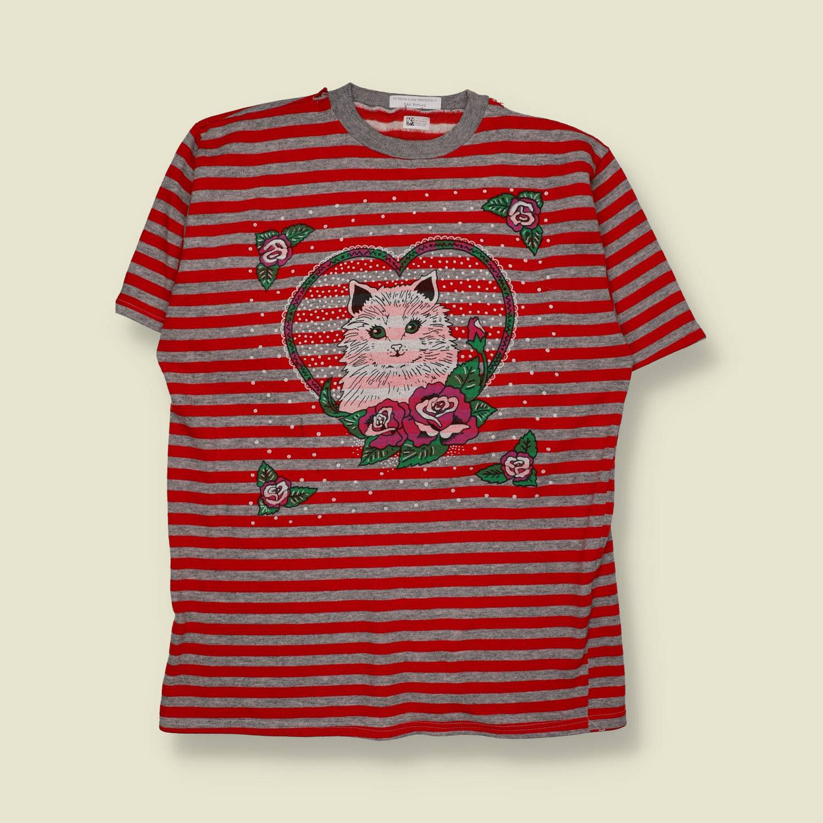 1980s | Novelty Cat Towelling-Lined Bed Shirt - 16