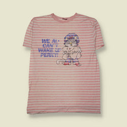 1980s | Novelty Cat Striped Bed Shirt - 18