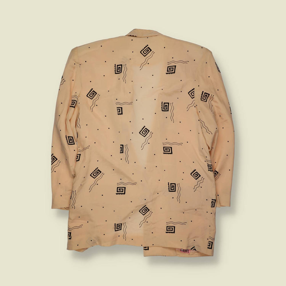 1980s | Knyper | Geometric Print Silk Blazer - 14