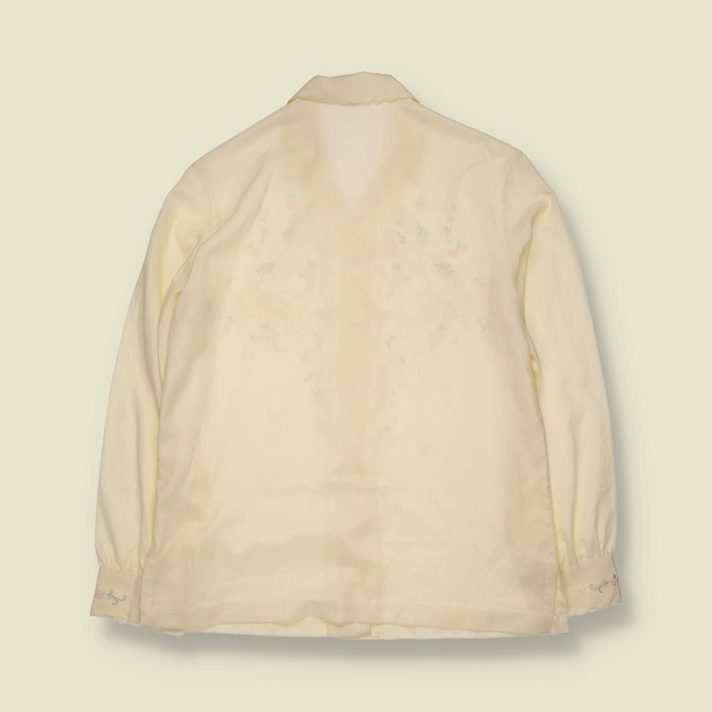 1980s | Rose Brand | Hand Embroidered Floral Blouse- 16