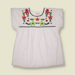 1990s | Embroidered Floral Smock Blouse - 14