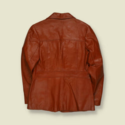 1970s | Chestnut Brown Leather Blazer Jacket - 8
