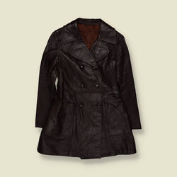 1970s | Dark Brown Double-Breasted Leather Coat - 4