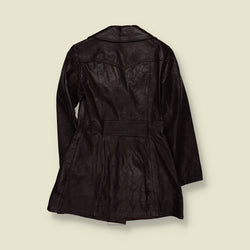 1970s | Dark Brown Double-Breasted Leather Coat - 4