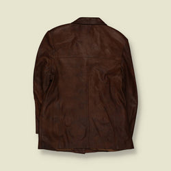 1970s | Brown Leather Tailored Blazer Jacket - 12