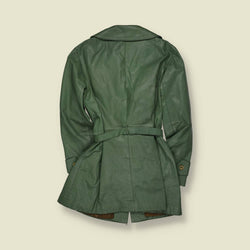 1970s | Made In England | Sage Green Leather Belted Coat - 8