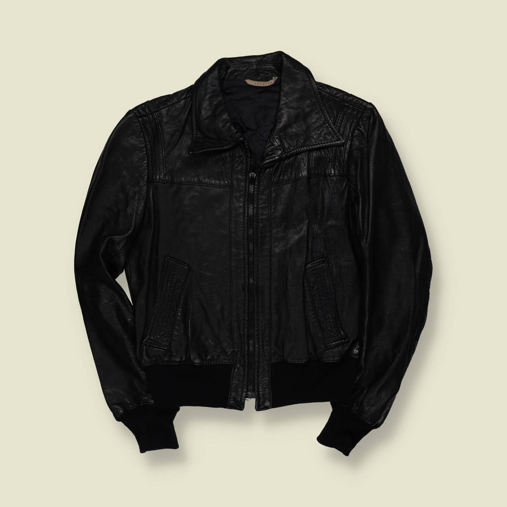 1970s | Black Leather Zip Front Bomber Jacket - 6