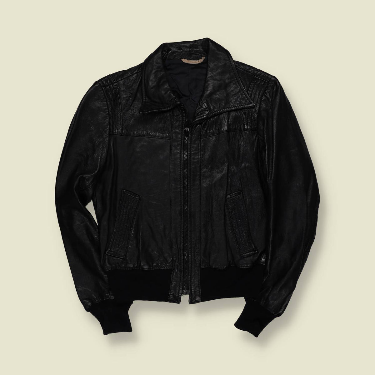 1970s | Black Leather Zip Front Bomber Jacket - 6