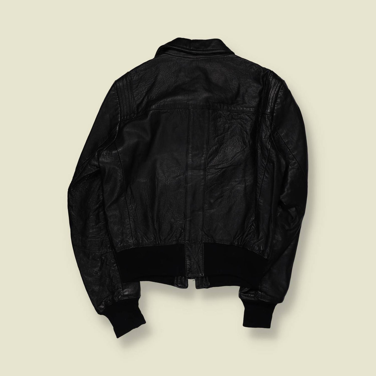 1970s | Black Leather Zip Front Bomber Jacket - 6