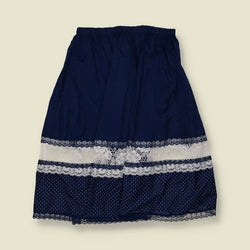 1970s | Navy Lace Trim Prairie Skirt - w32