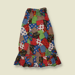 1970s | Patchwork Floral Prairie Skirt - w28