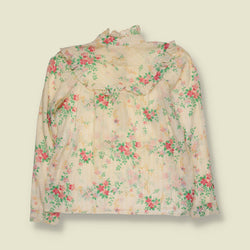 1970s | Edwardian Style Floral Ruffle Blouse - 12