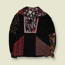 1970s | Mon-Ami | Patchwork Print Bell Sleeve Blouse - 14