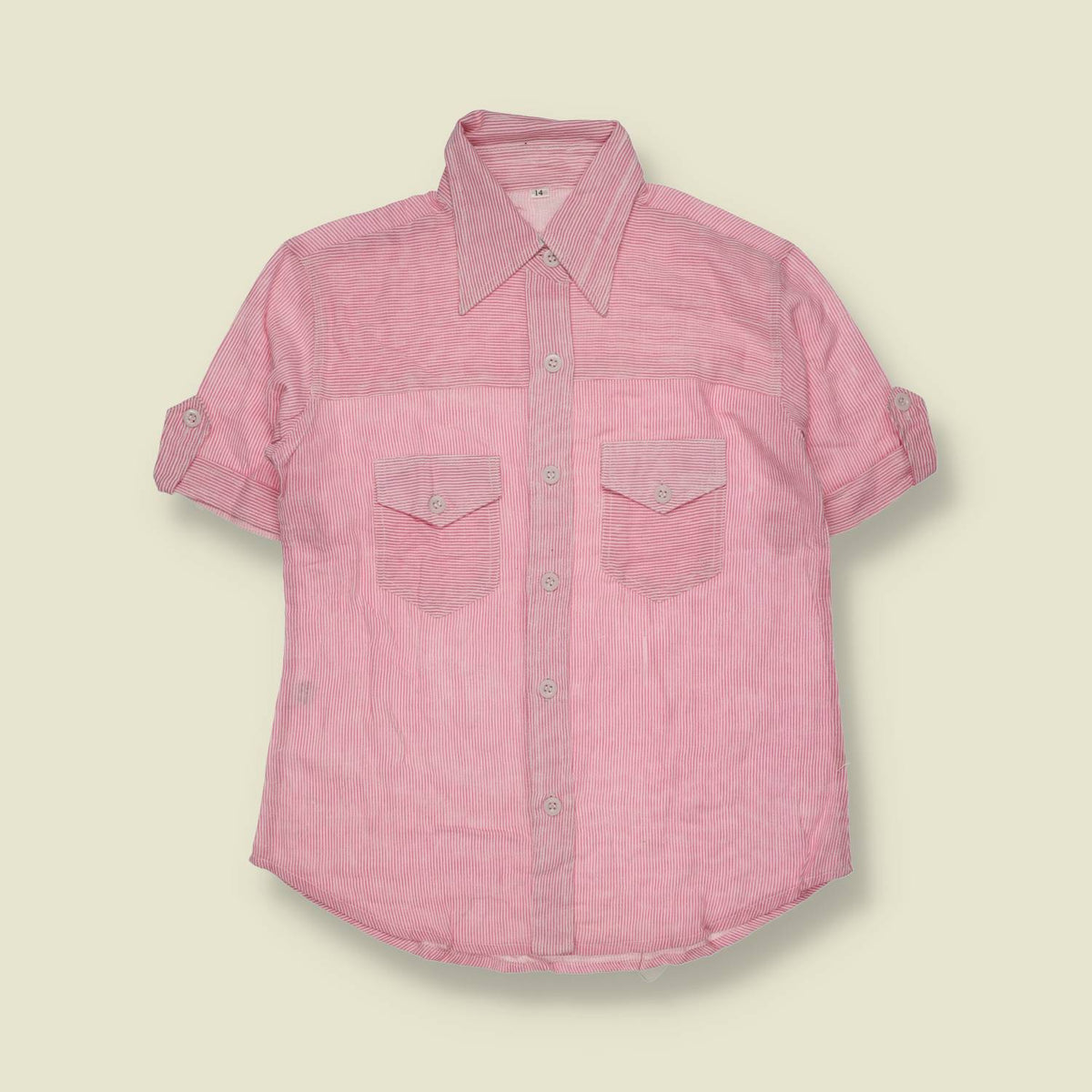 1970s | Deadstock Striped Cotton Utility Blouse - 10