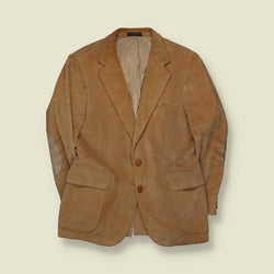 1970s | Tan Corduroy Blazer With Suede Elbow Patches - S