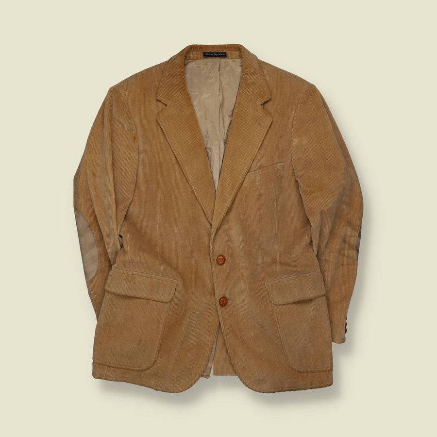 1970s | Tan Corduroy Blazer With Suede Elbow Patches - S