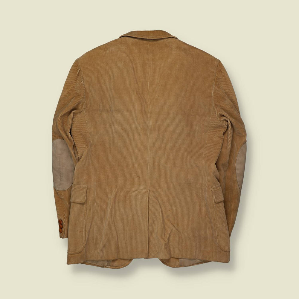 1970s | Tan Corduroy Blazer With Suede Elbow Patches - S
