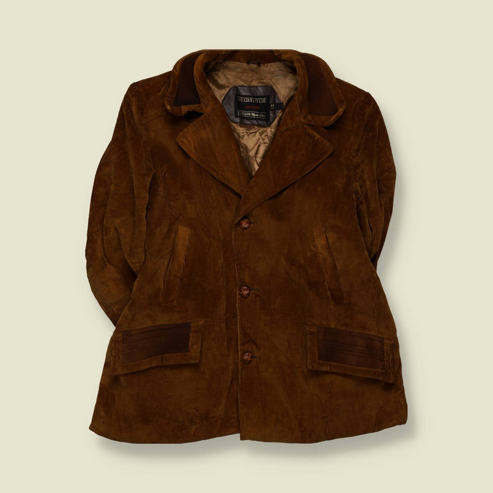 1970s | Country Coat | Brown Corduroy Car Coat - XXL