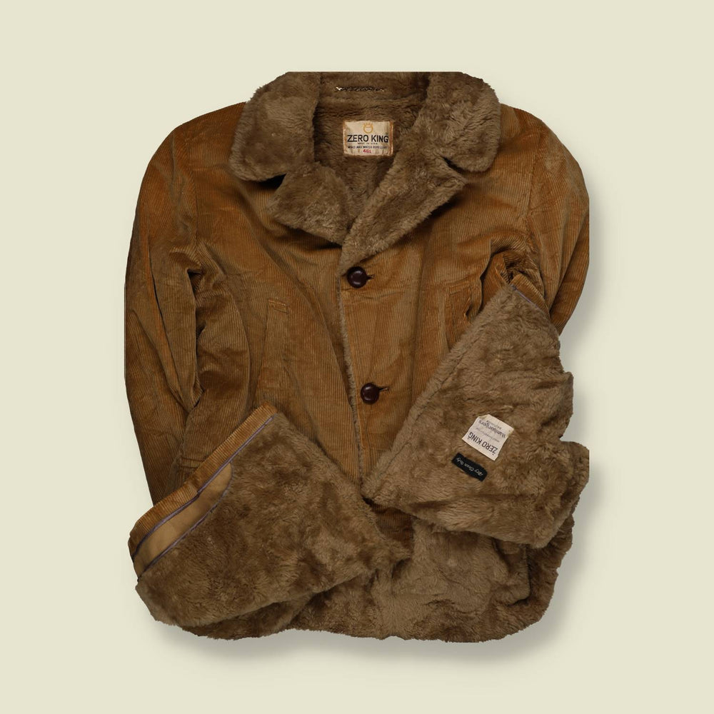1970s | Zero King | Brown Corduroy Pile Lined Coat - 3XL