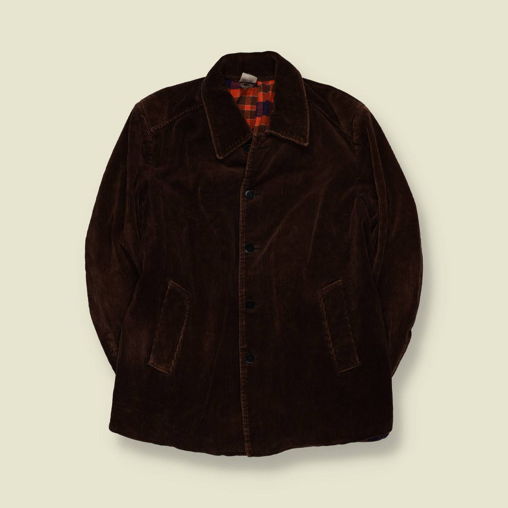 1970s | Dark Brown Corduroy Car Coat - S