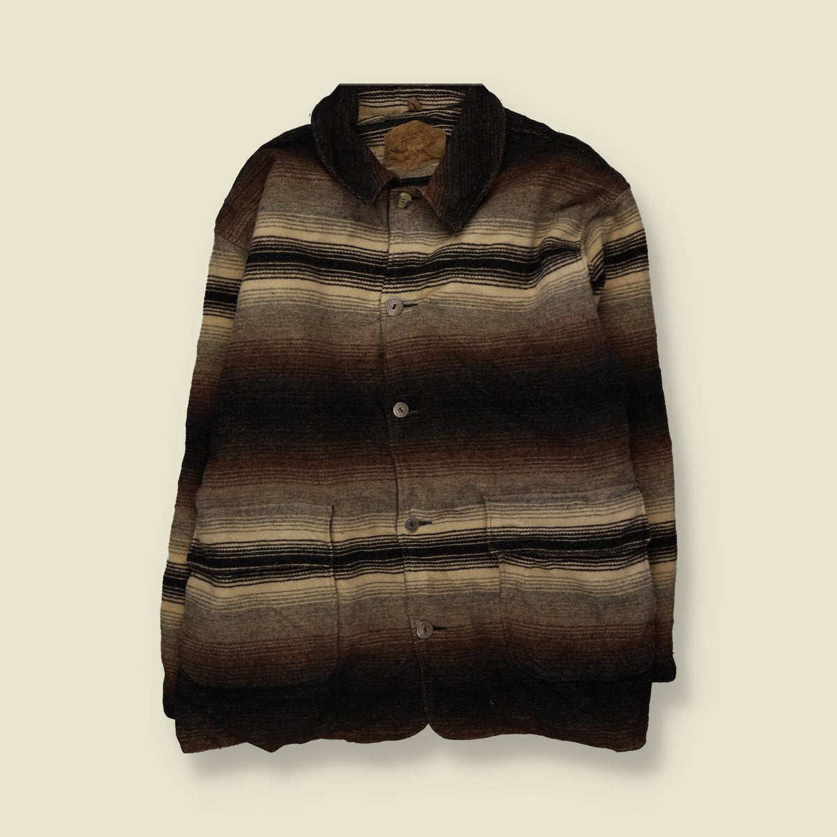 1980s | Woolrich | Striped Wool Blanket Jacket - 4XL