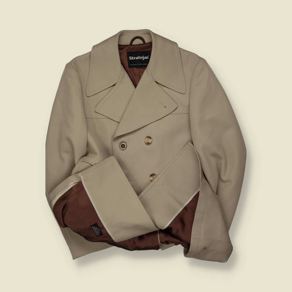 1970s | Stratojac | Beige Double-Breasted Car Coat - S