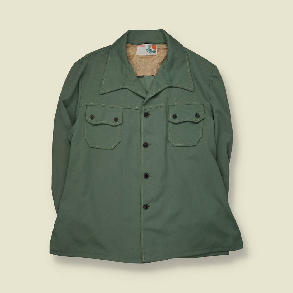 1970s | Leisure Suit | Green Western Shirt Jacket - L
