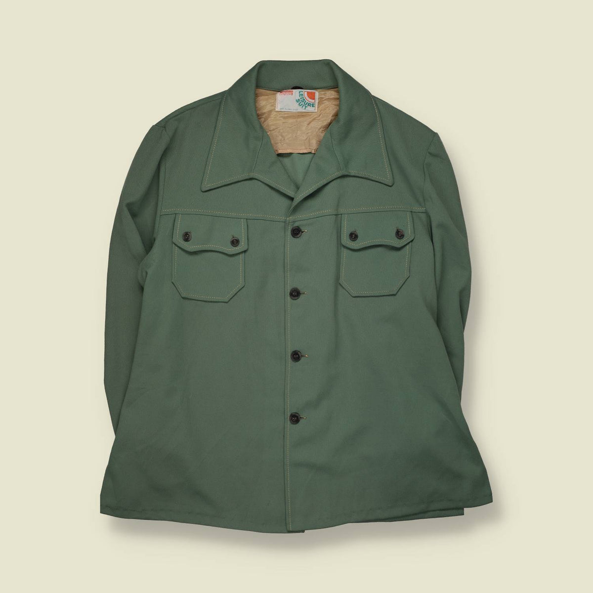 1970s | Leisure Suit | Green Western Shirt Jacket - L