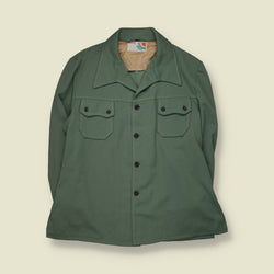 1970s | Leisure Suit | Green Western Shirt Jacket - L