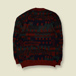 1980s | Abstract Geometric Knit Sweater - XXL
