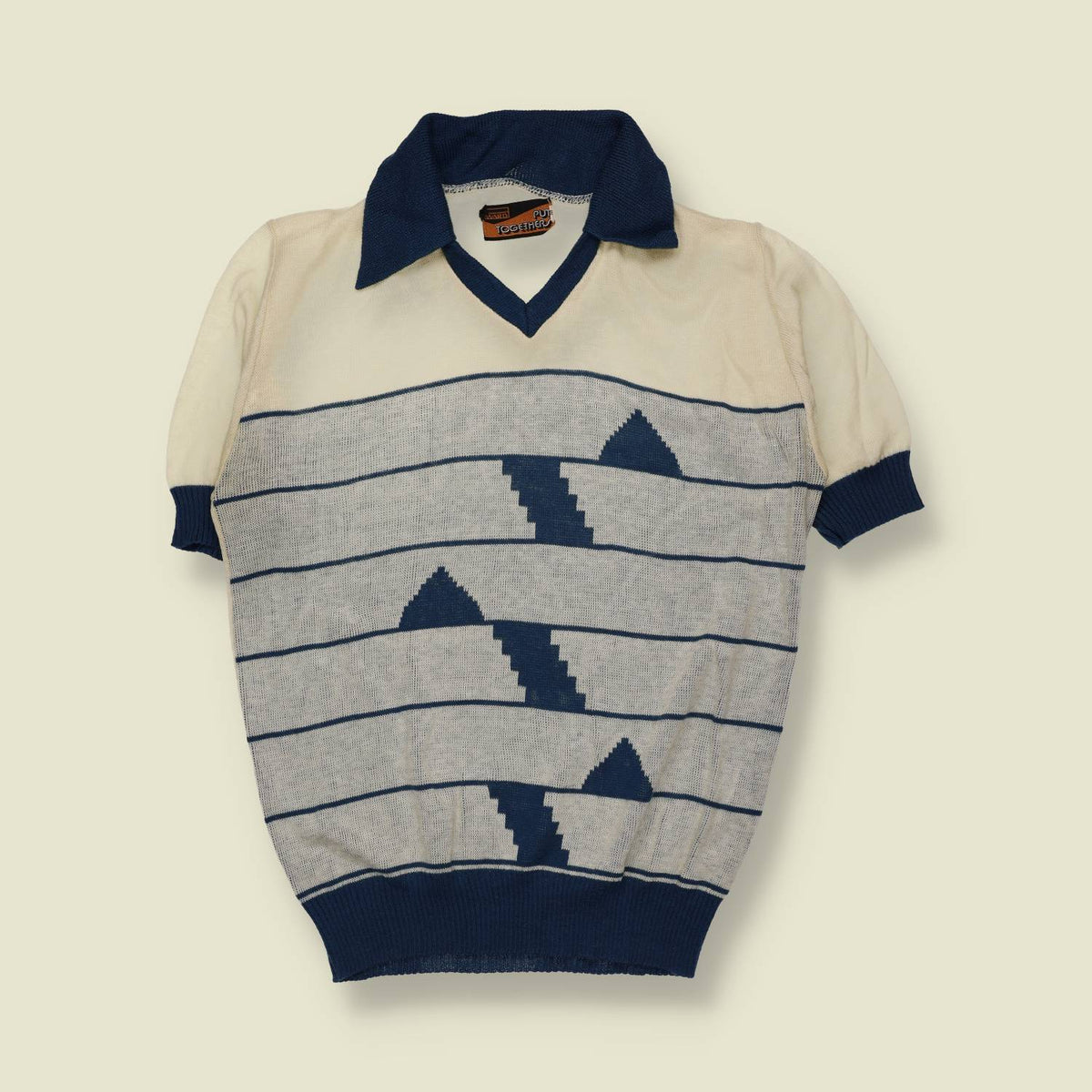 1970s | Montgomery Ward | Geometric Short Sleeve Knit Polo - XXS