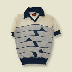 1970s | Montgomery Ward | Geometric Short Sleeve Knit Polo - XXS
