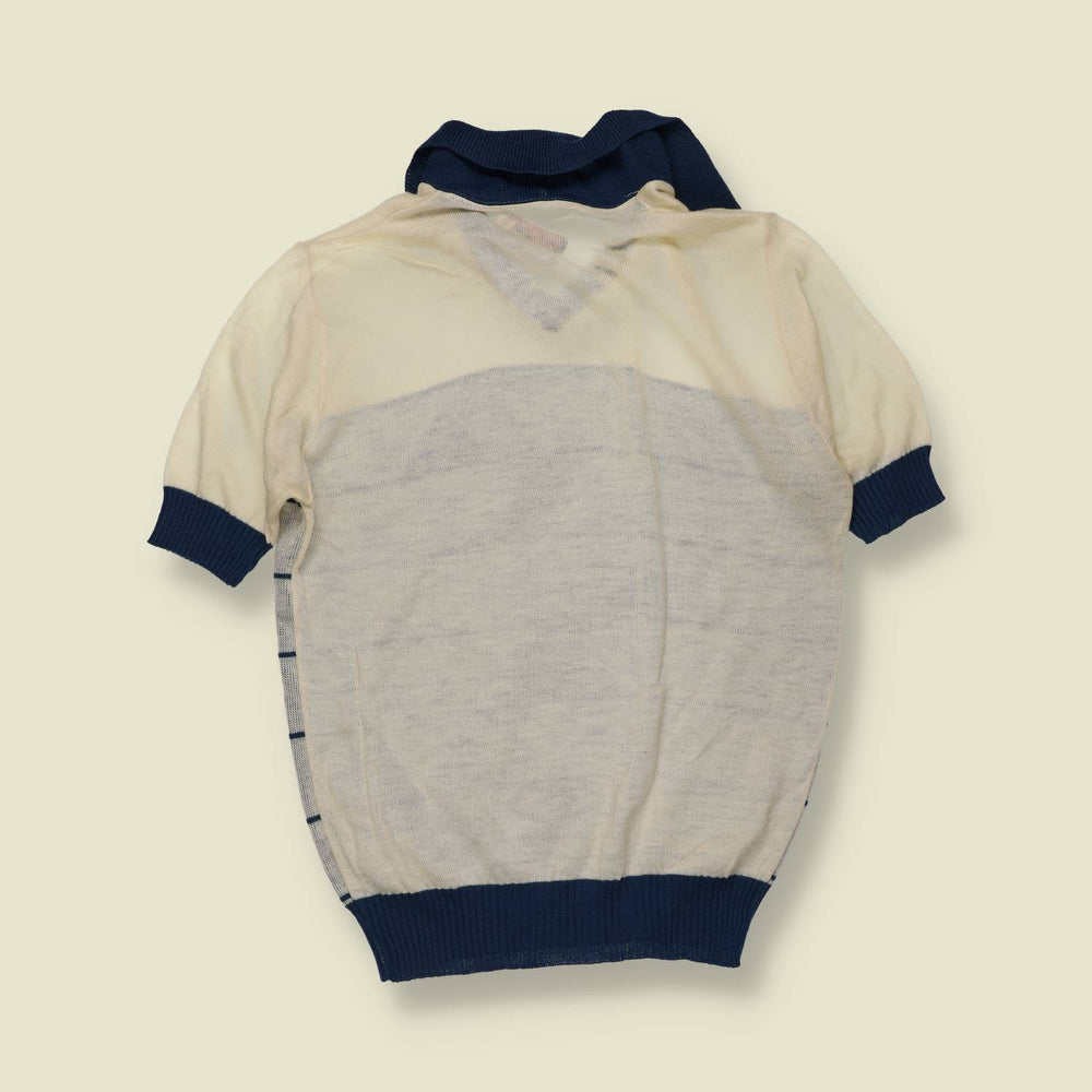 1970s | Montgomery Ward | Geometric Short Sleeve Knit Polo - XXS