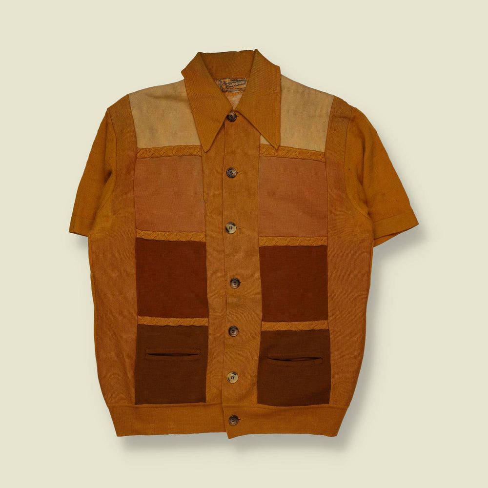 1970s | Colour Block Short Sleeve Knit Shirt - M