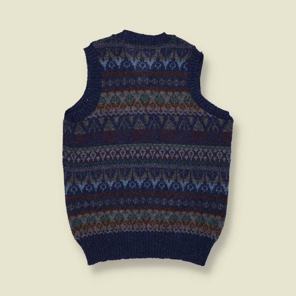 1960s | Blue Fair Isle Sweater Vest | Pitlochry of Shetland - S