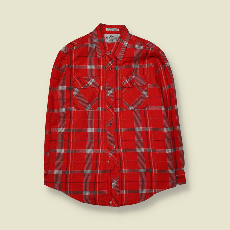 1980s | Northwest Territory | Quilt-Lined Overshirt | Red - XL
