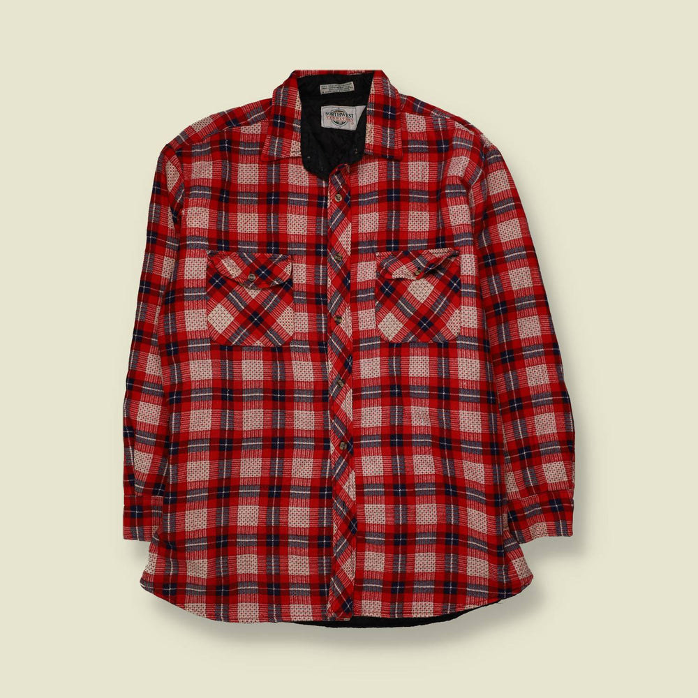1980s | Northwest Territory | Quilt-Lined Overshirt | Red - XL