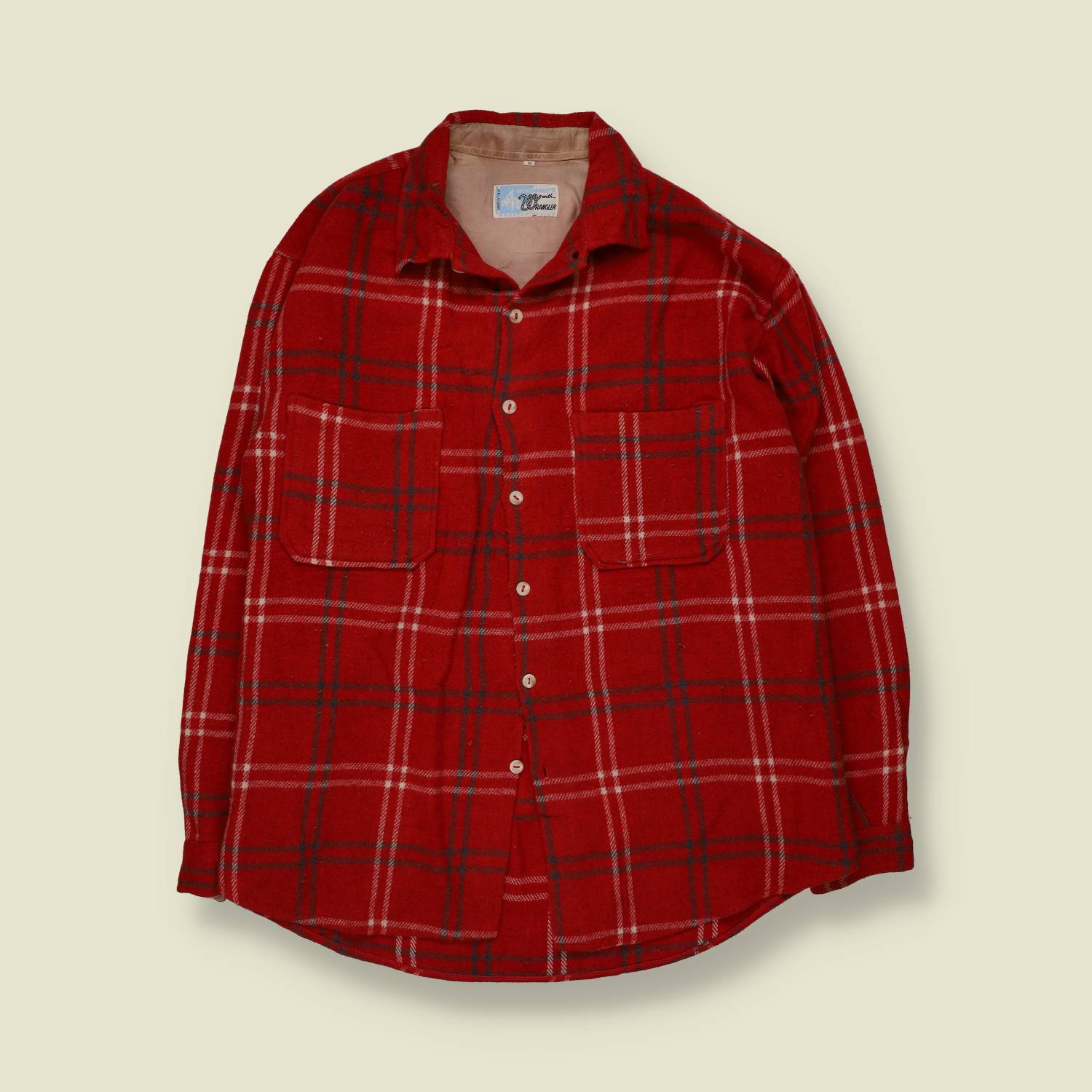 1970s | Wrangler | Wool Shirt | Red - XXL