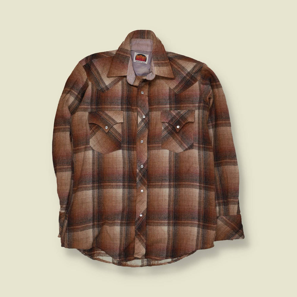 1970s | Miller Miller Western Wear | Wool Western Shirt | Brown - S