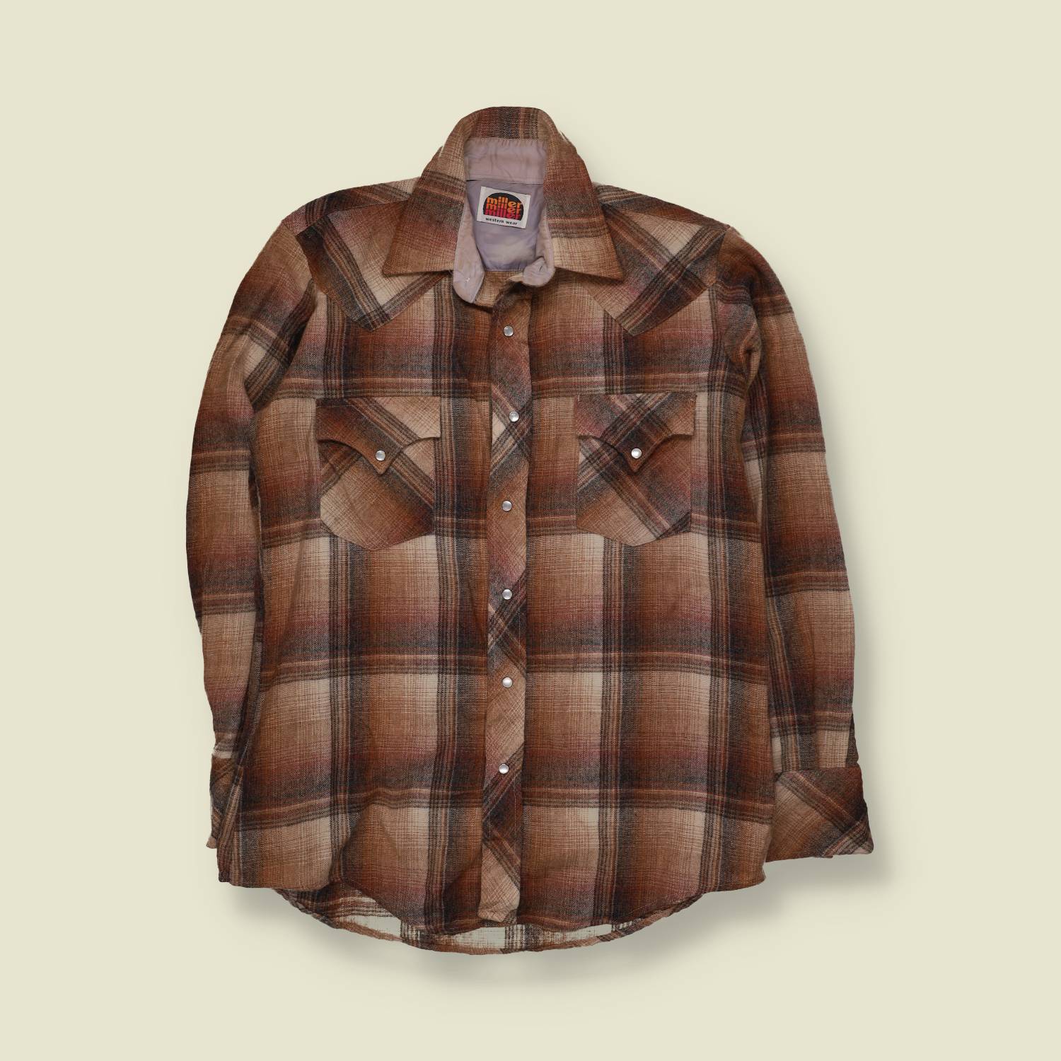 1970s | Miller Miller Western Wear | Wool Western Shirt | Brown - S
