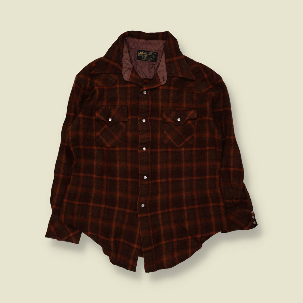 1970s | K Mart | Wool Western Shirt | Brown - XS