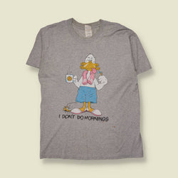 1988 | Gildan | "I Don't Do Mornings" T-Shirt | Grey - M